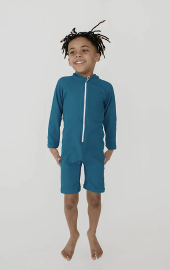 CURRENT TYED x LITTLE & LIVELY - RIBBED SUNSUIT - OCEAN