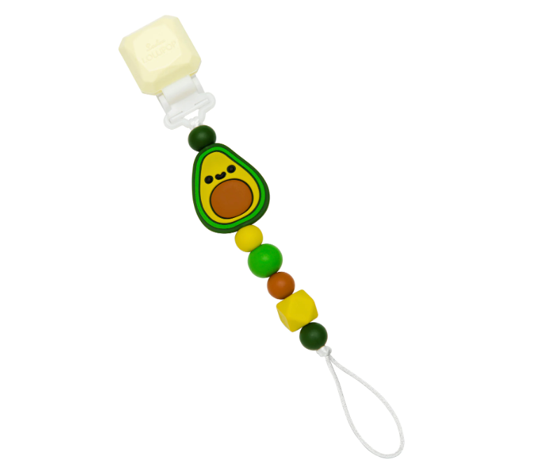 LOULOU LOLLIPOP - SILICONE TEETHERGEM SET in PACIFIER AVOCADO CLIP