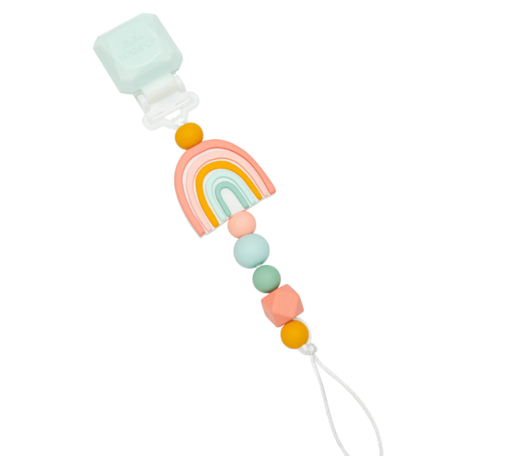LOULOU LOLLIPOP - SILICONE TEETHERGEM SET in PACIFIER RAINBOW CLIP