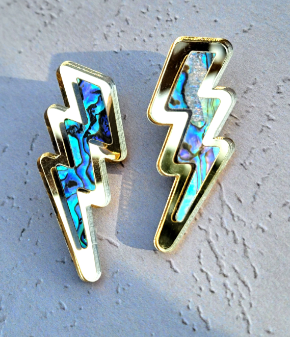 COPPER CANOE WOMAN - ABALONE LIGHTENING BOLTS in GOLD