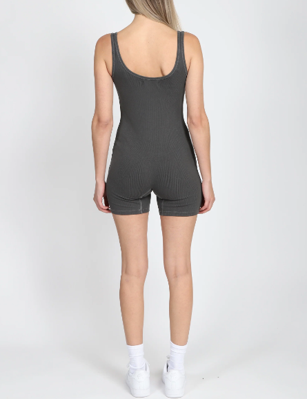 BRUNETTE THE LABEL - THE RIBBED ROMPER - WASHED GREY