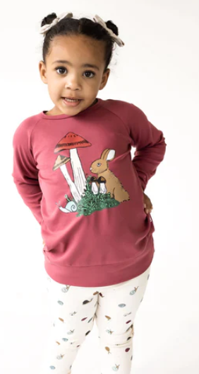 LITTLE AND LIVELY WHIMSICAL RABBIT PULLOVER | POMEGRANATE