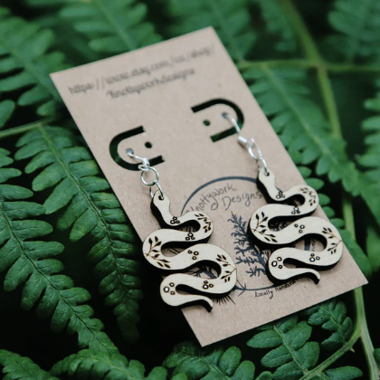KNOTTYWORK - SNAKE EARRINGS with BC SOURCED WOOD