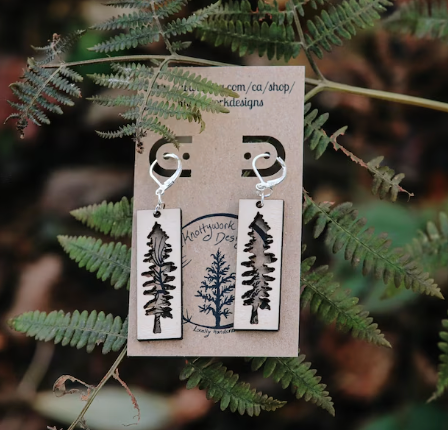 KNOTTYWORK - TREE EARRINGS with BC SOURCED WOOD