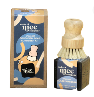MAKE NICE COMPANY - SCRUBBER KIT in CHARCOAL SOLID DISH SOAP