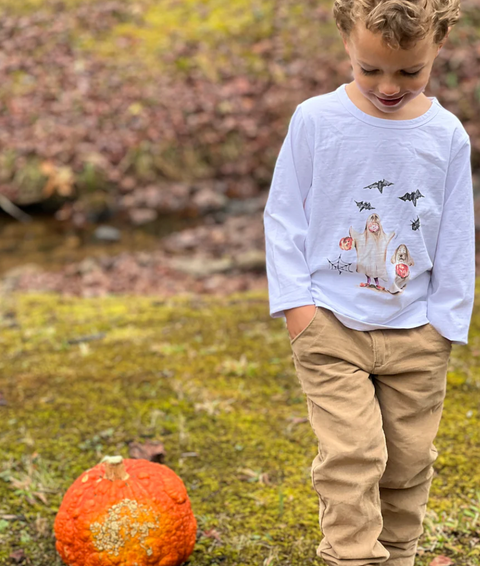 Me & Henry - Raglan Printed Tee | White Henry Ghost