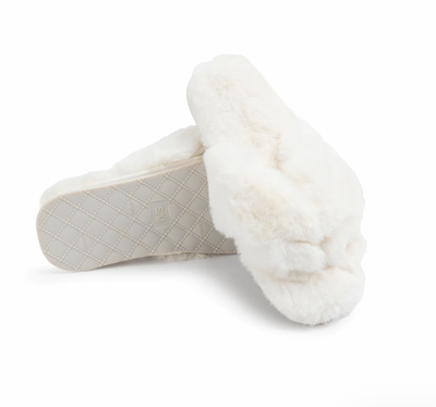 LEMON WATERFRONT SOLID FAUX FUR SLIDE - TRADITIONAL WHITE