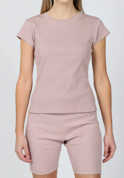 BRUNETTE THE LABEL - RIBBED FITTED TEE | PINK SMOKE