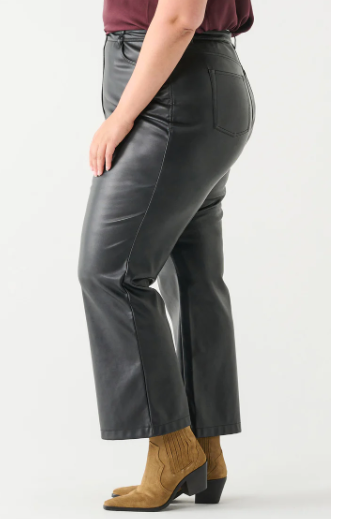 DEX PLUS - PU STRAIGHT LEG PANTS | BLACK