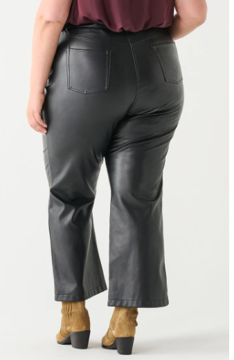 DEX PLUS - PU STRAIGHT LEG PANTS | BLACK