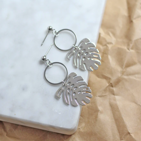 Monstera Leaf Earring | Silver