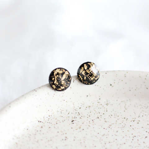 Black & Gold Stud Earrings