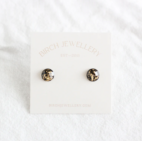 Black & Gold Stud Earrings