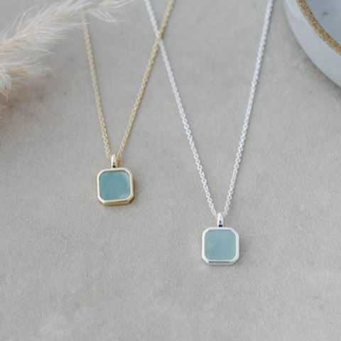 Florence Square Amazonite Necklace | Gold Or Silver