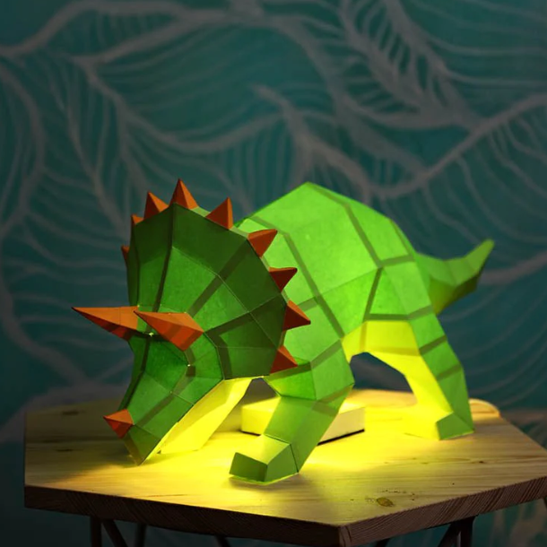 PAPERCRAFT - TRICERATOPS ORIGAMI MODEL LAMP