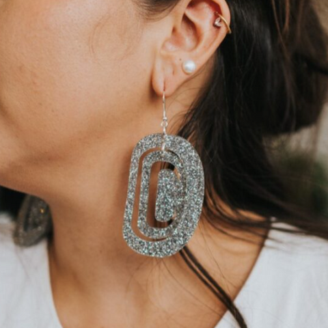 Large Ovoid | Silver Glitter