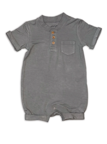 SILKBERRY BABY - BAMBOO SHORT SLEEVE ROMPER W/ BUTTONS | PIGEON
