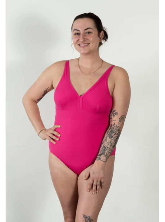 CURRENT TYED - BRIGHTS HOT PINK RIBBED WOMEN'S ONE PIECE
