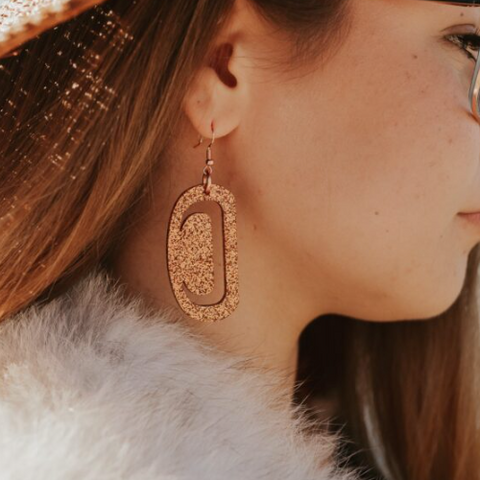 Small Crescent Ovoid | Copper Glitter