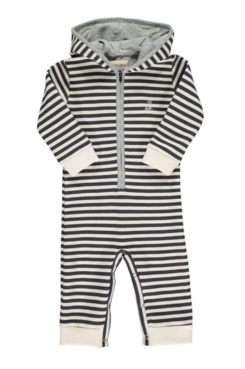 Me & Henry - Blaine Hooded Romper | Pique Stripe