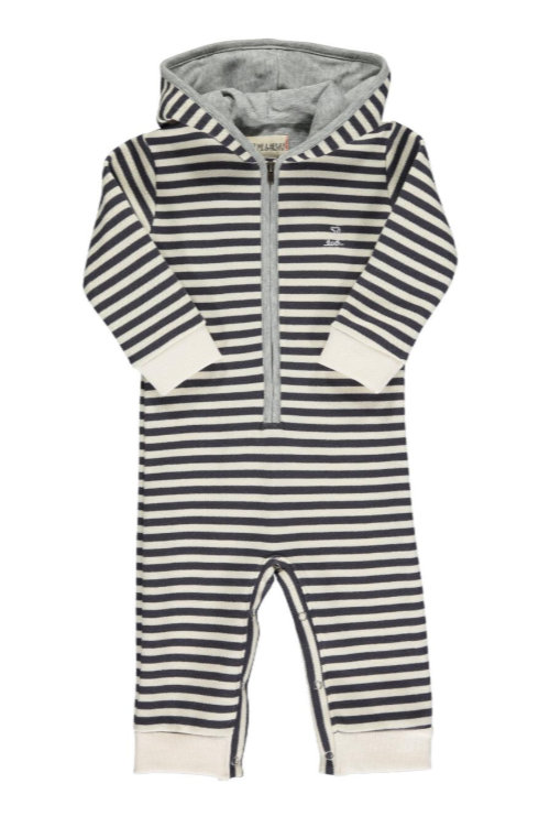 ME & HENRY - BLAINE HOODED ROMPER | PIQUE STRIPE