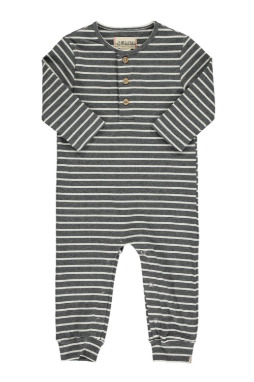 ME & HENRY - MASON RIB ROMPER | CHARCOAL/CREAM STRIPE