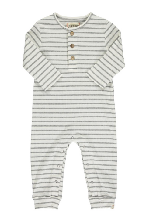 Me & Henry - Mason Rib Romper | Cream/Grey Stripe