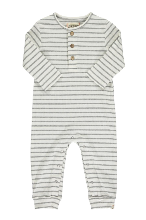 ME & HENRY - MASON RIB ROMPER | CREAM/GREY STRIPE