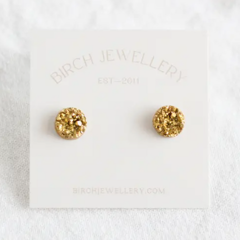 Gold Druzy Stud Earrings