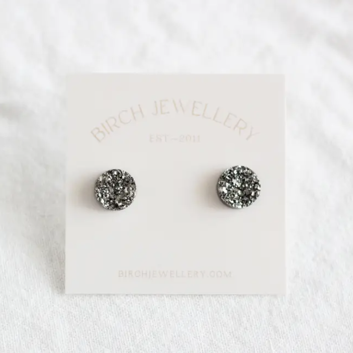 BIRCH JEWELLERY - SILVER DRUZY STUD EARRINGS