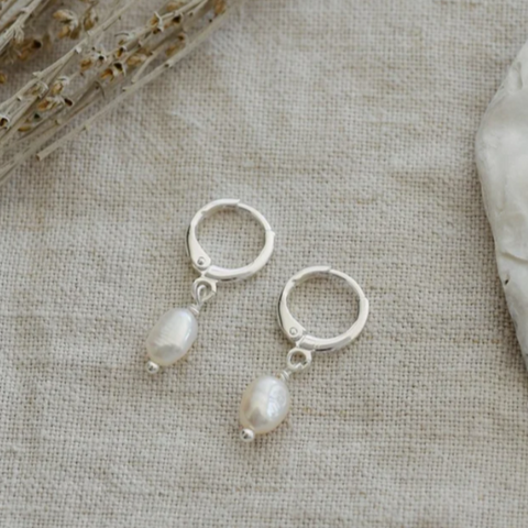 Bitsy White Pearl Hoops | Gold Or Silver