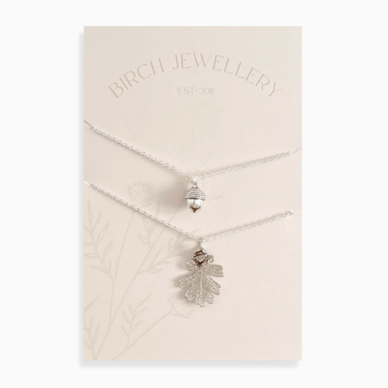 BIRCH JEWELLERY - ACORN & OAK LEAF NECKLACE SET | SILVER