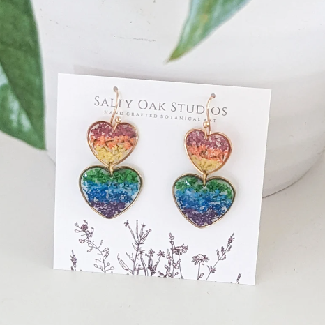 Salty Oak - Pride Heart Double Dangle Earrings