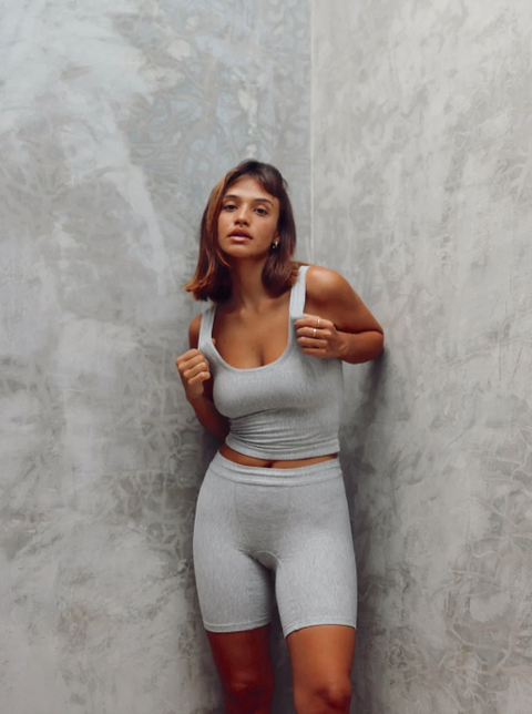 Sporty Crop Tank | Grey