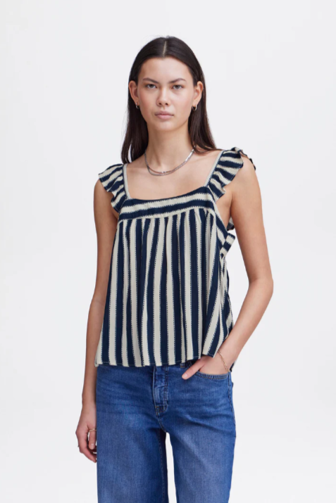 Ichi - Ihmarrakech Blouse | Total Eclipse Stripe