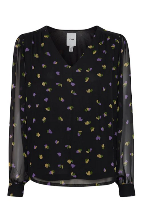 Ichi - Ihchiffy Ls3 Blouse | Black Flowers