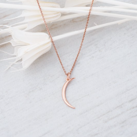 GLEE JEWELRY - WANING CRESCENT NECKLACE | ROSE GOLD