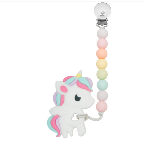 Sillicone Teether Set - Rainbow Unicorn Cotton Candy