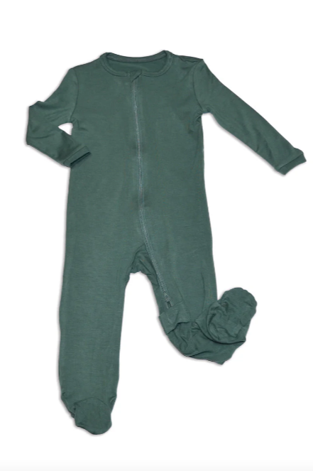 SILKBERRY - BAMBOO ZIP UP FOOTIES | PINE