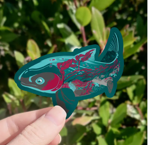 Coastal Creatures Salmon | 3" Vinyl Sticker