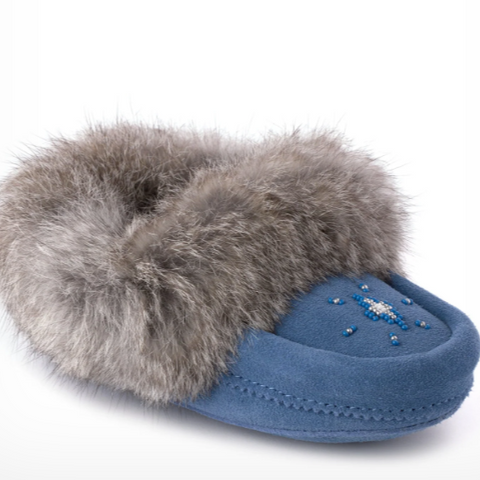 Manitobah Moccasins - Mini Suede Moccasins | Birch Or Coronet Blue