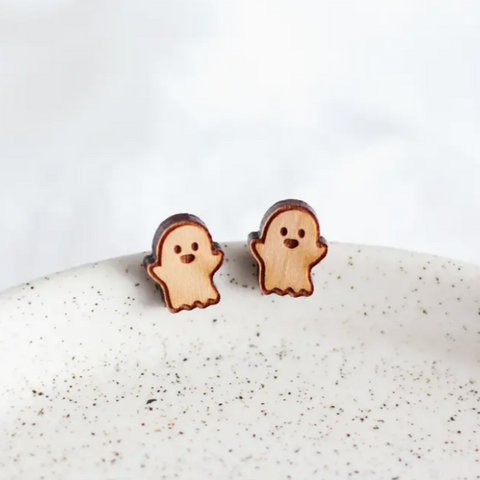 Ghost Earrings | Wooden