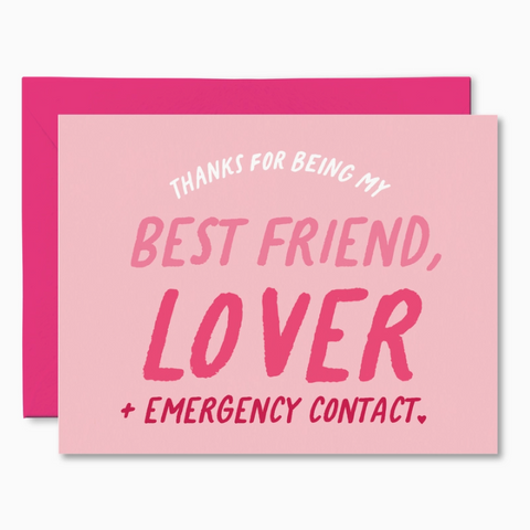 Best Friend, Lover + Emergency Contact Funny Valentines Card