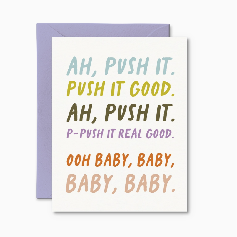 PRETTY BY HER - PUSH IT CARD | FUNNY PREGNANCY CARD