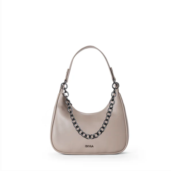 SKYLA - CHARLIE VEGAN SHOULDER BAG | STONE GREY