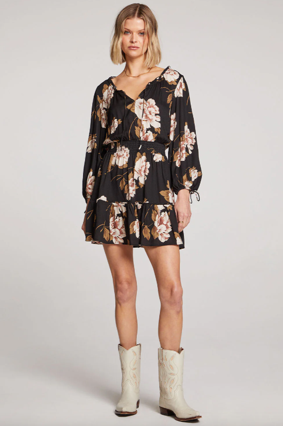 SALTWATER LUXE - DIANNA MINI DRESS | BLACK