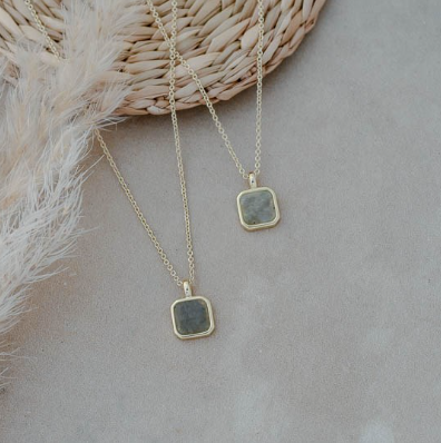 Florence Square Labradorite Necklace |  Gold