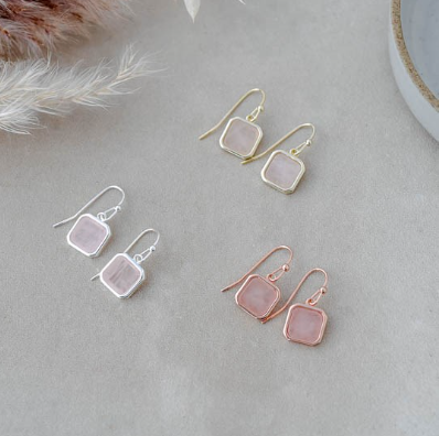 GLEE JEWELRY - QUARTZ FLORENCE EARRINGS | GOLD, ROSE