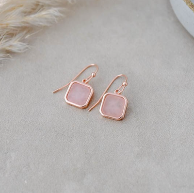 GLEE JEWELRY - QUARTZ FLORENCE EARRINGS | GOLD, ROSE