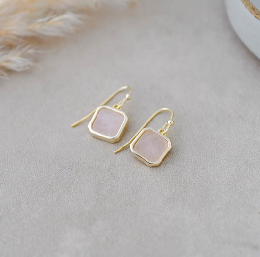 GLEE JEWELRY - QUARTZ FLORENCE EARRINGS | GOLD, ROSE